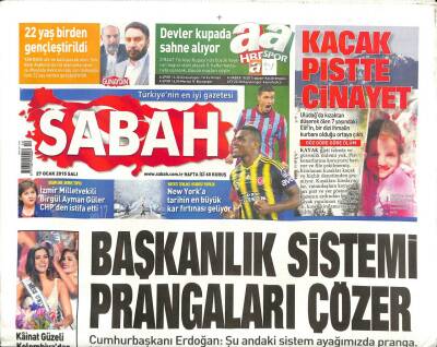 Sabah Gazetesi 27 Ocak 2015 - Demis Roussostan Sessiz Veda - TÜRBİTAK , Paralelin NATO Testi İddiasını Çürüttü GZ98415 - 1