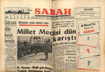 Sabah Gazetesi 27 Şubat 1966 - Millet Meclisi Dün Karıştı GZ64125 - 1