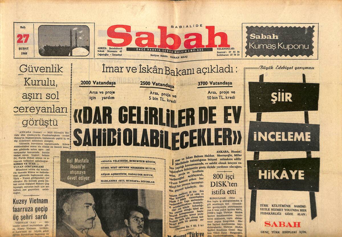 Sabah Gazetesi 27 Şubat 1968 - Fenerbahçe Basketbol Liginde İlk Yarıyı Lider Olarak Bitirdi GZ149710 - 1