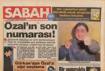Sabah Gazetesi 27 Şubat 1986 - Mithat Paşanın Torunu Mustafa Türkiyeye Yerleşti - Özalın Son Numarası ! GZ127306 - 1