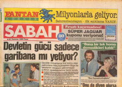 Sabah Gazetesi 27 Temmuz 1986 - Hülya Koçyiğitİn Kuşadası Şenliğinde Olmayışı Merak Uyandırdı GZ127110 - 1