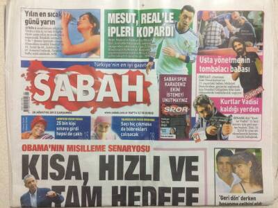 Sabah Gazetesi 28 Ağustos 2013 - Obamanın Misilleme Senaryosu GZ29247 - 1