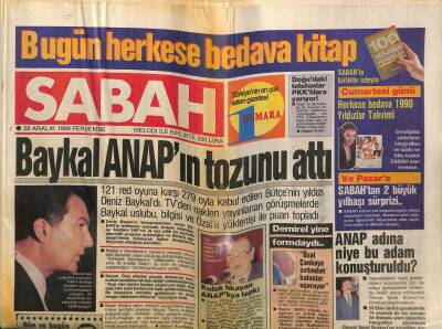 Sabah Gazetesi 28 Aralık 1989 - Baykal Anapın Tozunu Attı GZ64315 - 2