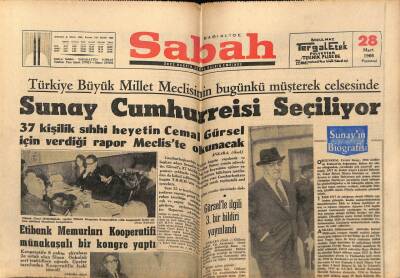 Sabah Gazetesi 28 Mart 1966 - Sunay Cumhur Reisi Seçiliyor GZ64225 - 2