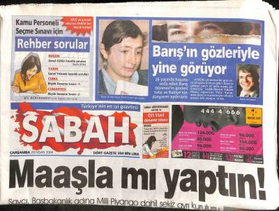 Sabah Gazetesi 28 Nisan 2004 - Ve Avrupa KKTCyi Üstü Örtülü Tanıdı GZ113536 - 1