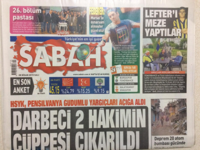 Sabah Gazetesi 28 Nisan 2015 - Darbeci İki Hakimin Cübbesi Çıkarıldı GZ27595 - 1