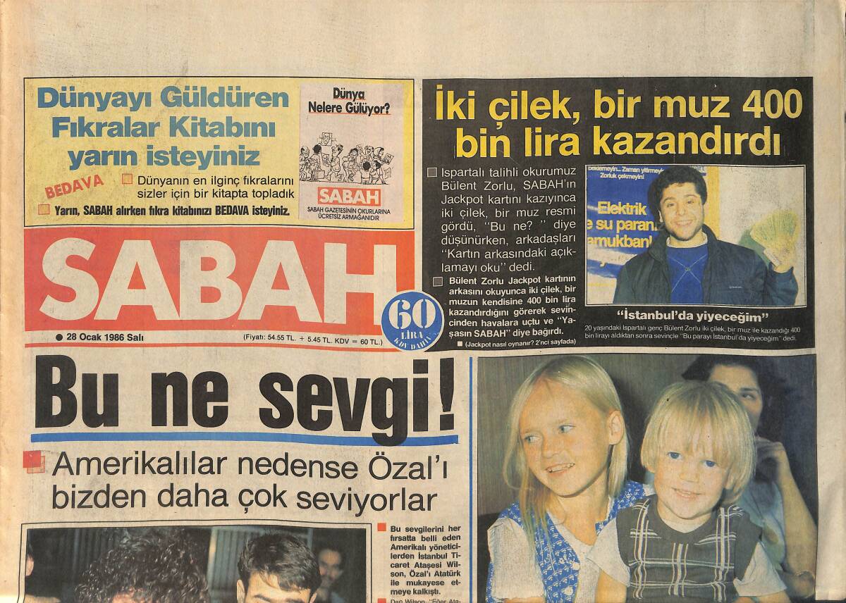 Sabah Gazetesi 28 Ocak 1986 - Muazzez Abacı İçiyor - Galatasaray Lisesi Fransız Öğretmen Bulamıyor GZ2413 - 1