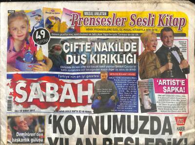 Sabah Gazetesi 28 Şubat 2012 - Erdoğanın İlk Mesaisi - Streep Ve Dujardin Oscar Sevincini Böyle Yaşadı GZ123382 - 1