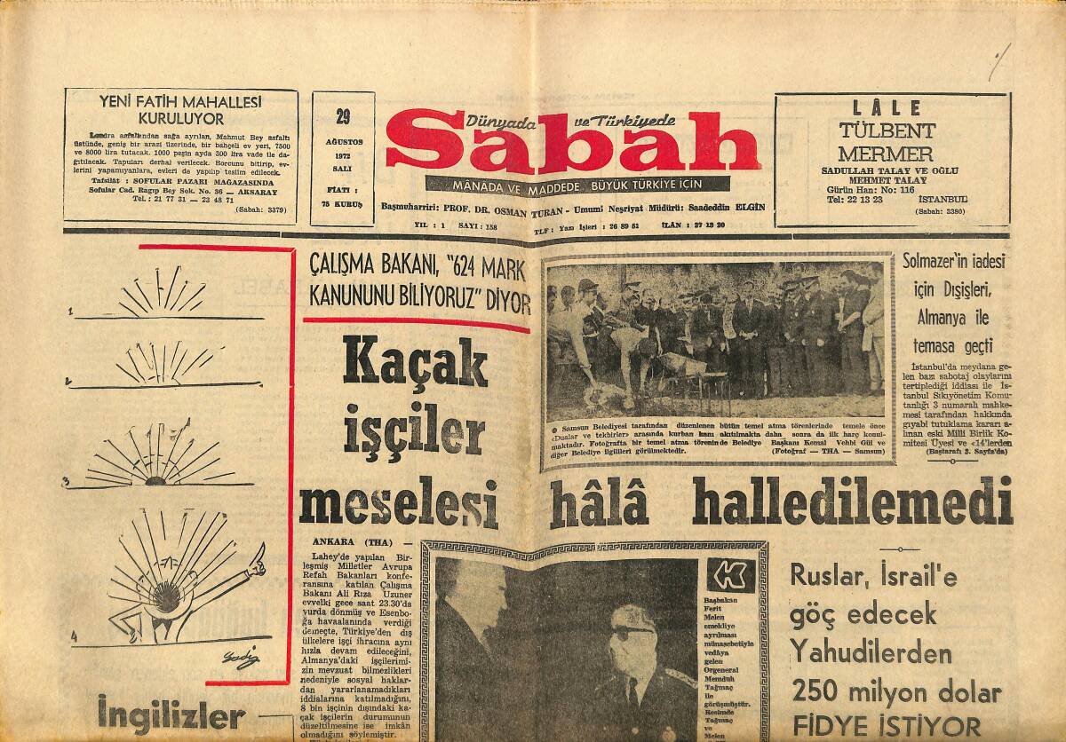 Sabah Gazetesi 29 Ağustos 1972 - Bayülken Irak'ı Resmen Ziyaret Edecek - Bayülken Irak'ı Resmen Ziyaret Edecek GZ150118 - 1