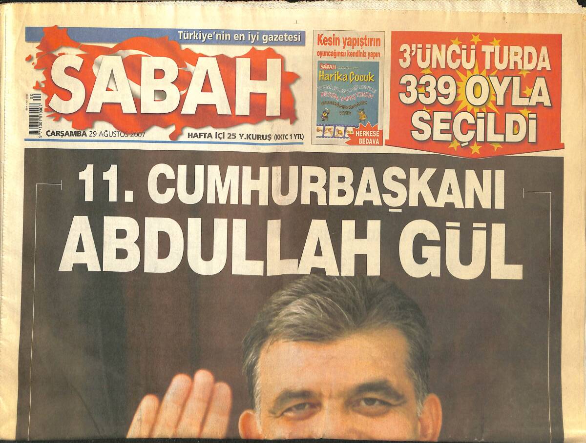 Sabah Gazetesi 29 Ağustos 2007 - Ronaldinho Chelsea'ye Gidiyor - 11. Cumhurbaşkanı Abdullah Gül GZ147871 - 1