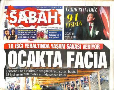 Sabah Gazetesi 29 Ekim 2014 - THKda Rüşvet Balonu Patladı - Davutoğlu Sınırımızda 3 Kırmızı Çizgimiz Var Işid , PKK Ve Esad GZ98477 - 1