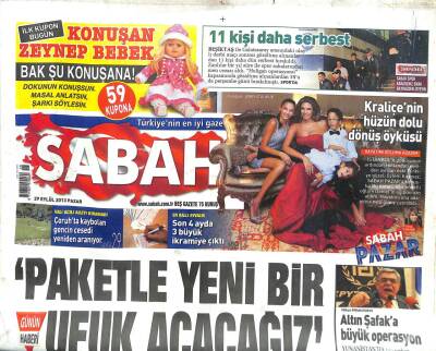 Sabah Gazetesi 29 Eylül 2013 - Erdoğan Paketle Yeni Bir Ufuk Açacağız GZ107302 - 1