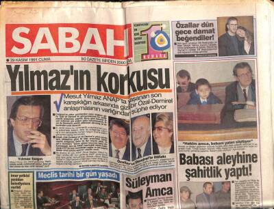 Sabah Gazetesi 29 Kasım 1991 - Doğum Günü Hediyesi GZ55888 - 1