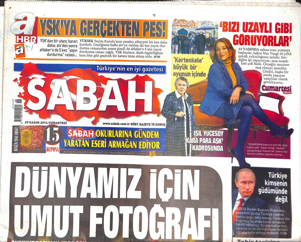 Sabah Gazetesi 29 Kasım 2014 - YSK'YA Gerçekten Pes! - Bruno Alvese Pastalı Kutlama! GZ136850 - 1