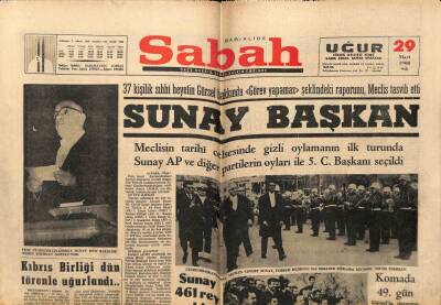 Sabah Gazetesi 29 Mart 1966 - Sunay Başkan GZ64226 - 1