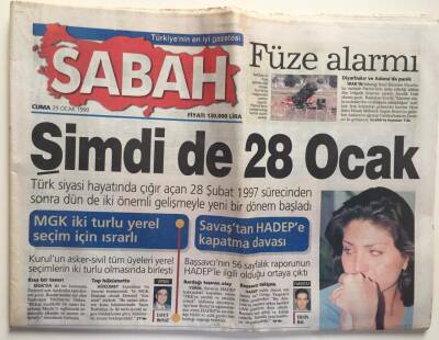 Sabah Gazetesi 29 Ocak 1999 -MGK İki Türlü Yerel Seçim İçin Israrlı GZ6476 - 2