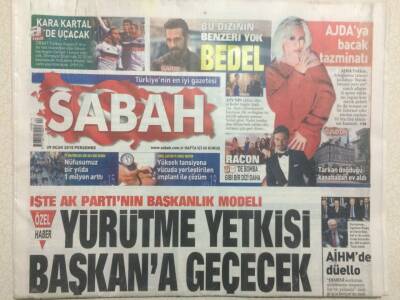 Sabah Gazetesi 29 Ocak 2015 - Ak Partinin Başkanlık Modeli,Yürütme Yetkisi Başkana Geçecek GZ29505 - 1