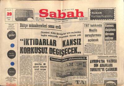 Sabah Gazetesi 29 Şubat 1968 - TRT Hakkında Meclis Soruşturması Açılacak GZ82069 - 1