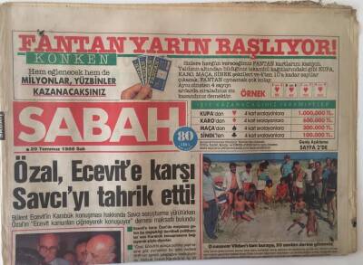 Sabah Gazetesi 29 Temmuz 1986 - Özal Ecevite Karşı Savcıyı Tahrik Etti GZ20932 - 1