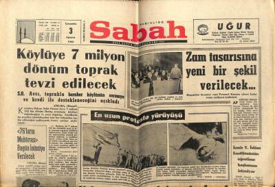 Sabah Gazetesi 3 Ağustos 1966 - Kıbrıs İçin Hükümete Harp Yetkisi Verilmesi İstenecek GZ63982 - 1
