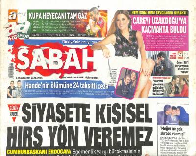Sabah Gazetesi 3 Aralık 2014 - Suruç Belediyesi Silah Deposu Gibi - Cemevlerine AİHM Desteği GZ124738 - 1