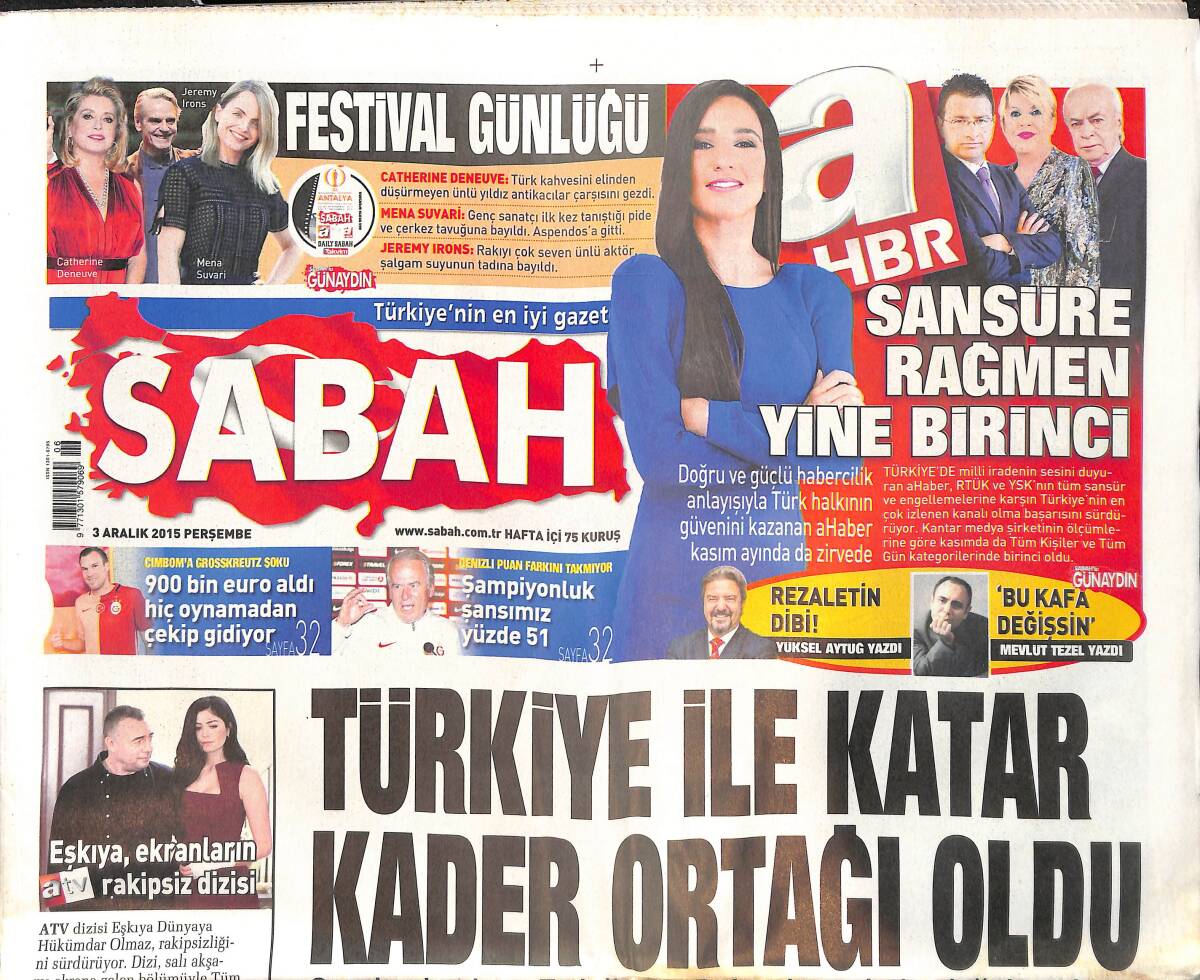 Sabah Gazetesi 3 Aralık 2015 - Türkiye ile Katar Kader Ortağı Oldu - MİT'çileri O Tümgeneral Dinletti GZ135515 - 1