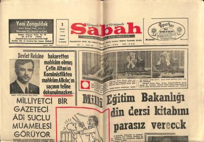 Sabah Gazetesi 3 Eylül 1972 - Milli Eğitim Bakanlığı Din Dersi Kitabını Parasız Verecek GZ64100 - 1