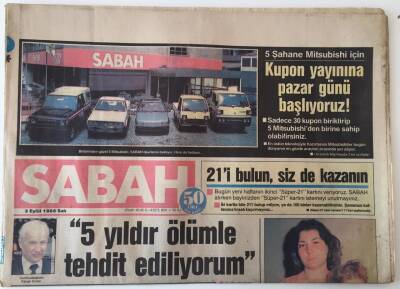 Sabah Gazetesi 3 Eylül 1985 - Cumhurbaşkanı Evren 5 Yıldır Ölümle Tehdit Ediliyorum GZ16045 - 1