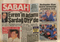 Sabah Gazetesi 3 Eylül 1987 - Evrenin Adamı Şardağ DYPde GZ62903 - 1