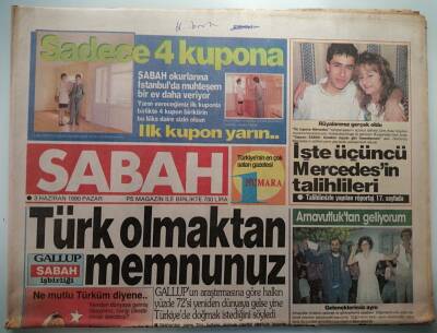 Sabah Gazetesi 3 Haziran 1990 Türk Olmaktan Memnunuz -GZ37061 - 1