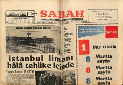Sabah Gazetesi 3 Mart 1966 - İstanbul Limanı Hala Tehlike İçinde GZ64065 - 1