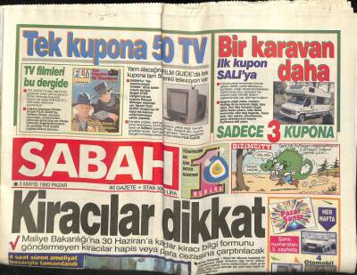 Sabah Gazetesi 3 Mayıs 1992 - Polise Kahvede Kanlı Pusu 5 Ölü GZ62074 - 2