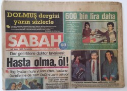 Sabah Gazetesi 3 Nisan 1986 - Dar Gelirliye Doktor Tavsiyesi Hasta Olma Öl GZ16006 - 2