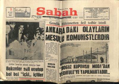 Sabah Gazetesi 3 Ocak 1969 - Boğaz Köprüsü Modadan Yedikule ye Yapılmaktadır GZ63895 - 1