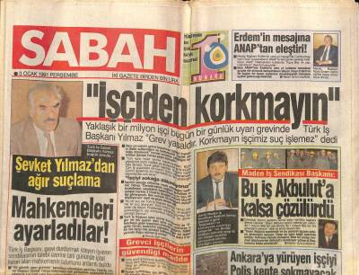 Sabah Gazetesi 3 Ocak 1991 - NATOdan Çevik Kuvvete Evet ! GZ76643 - 1