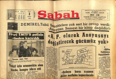 Sabah Gazetesi 3 Şubat 1967 - Komünistler Adliyeye Baskı Yapmak İstiyor GZ79307 - 1