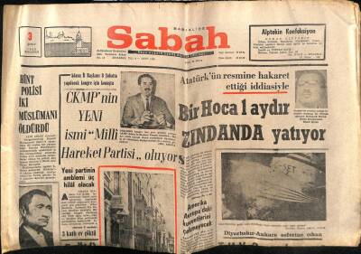 Sabah Gazetesi 3 Şubat 1969 - Atatürkün Resmine Hakaret Eden Bir Hoca 1 Aydır Zindanda Yatıyor GZ63872 - 1