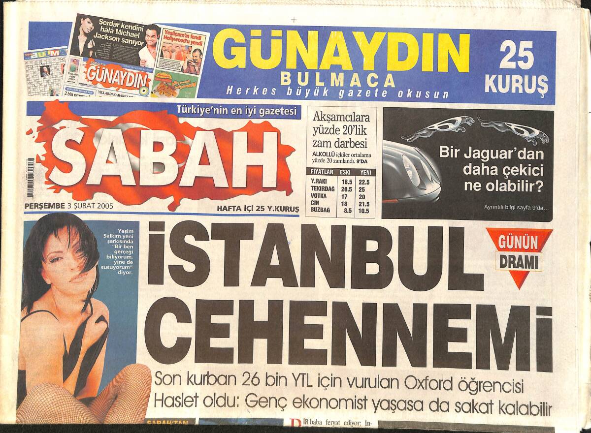 Sabah Gazetesi 3 Şubat 2005 - Yeşim'den Şarkılı Mesaj - Jennifer Lopez Mart'ta Yeniden Doğacak GZ2540 - 1