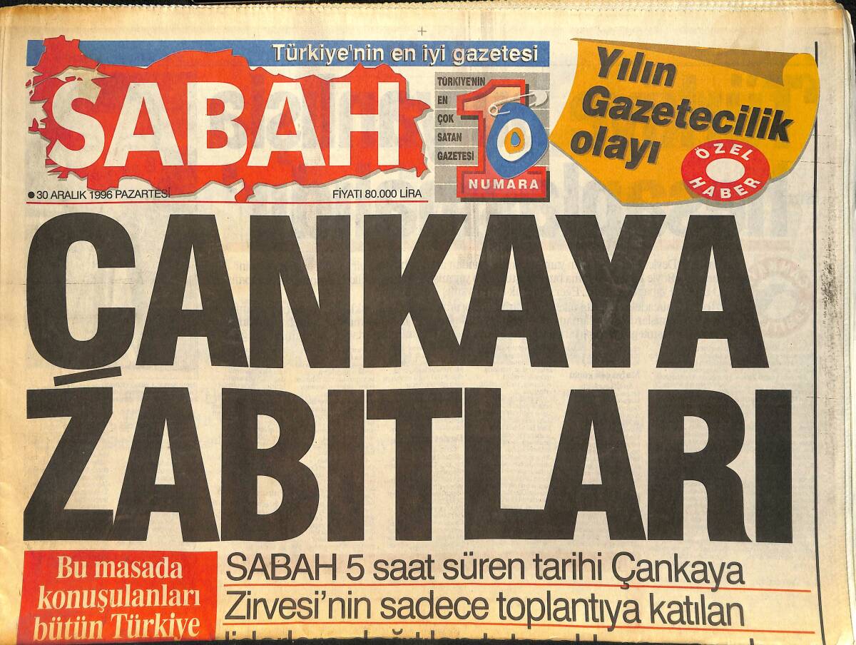 Sabah Gazetesi 30 Aralık 1996 - Çankaya Zabıtları - Efes Zirveye Yapıştı GZ155424 - 1