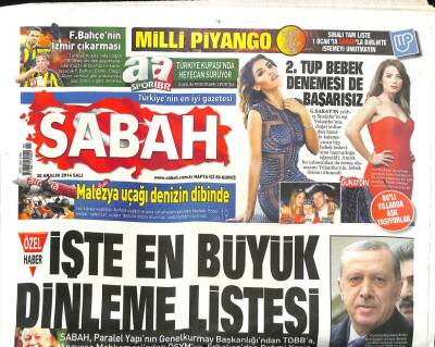 Sabah Gazetesi 30 Aralık 2014 - TÜSİAD , Paralel Yapıyı Çabuk Unuttu - Malezya Uçağı Denizin Dibinde GZ98456 - 1