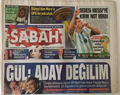 Sabah Gazetesi 30 Haziran 2014 - Dedesi Messiye Kırık Not Verdi GZ22942 - 1