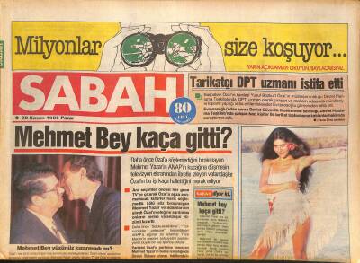 Sabah Gazetesi 30 Kasım 1986 - Tarikatçı DPT Uzmanı İstifa Etti - Mehmet Yazar Kaça Gitti ? GZ126665 - 1