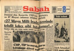 Sabah Gazetesi 30 Mayıs 1966 - 27 Mayıs Milli İrade Üzerinde Kılıç Gibi Sallanamaz GZ64004 - 1