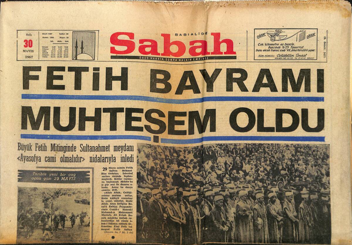 Sabah Gazetesi 30 Mayıs 1967 - New York'ta Yahudilerle Araplar Çatıştı - Türkiye Arapların Yanında Olacaktır GZ149960 - 1