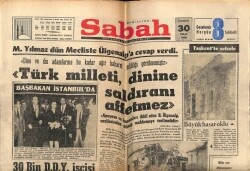 Sabah Gazetesi 30 Nisan 1966 - Türk Milleti Dinine Saldıranı Affetmez GZ63954 - 2