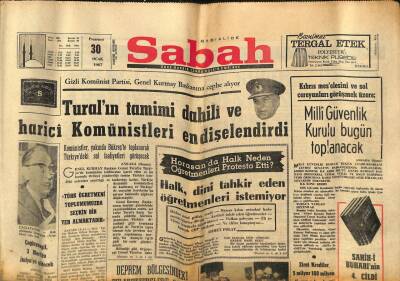 Sabah Gazetesi 30 Ocak 1967 - Gizli Komünist Partisi , Genel Kurmay Başkanına Cephe Alıyor GZ77399 - 1