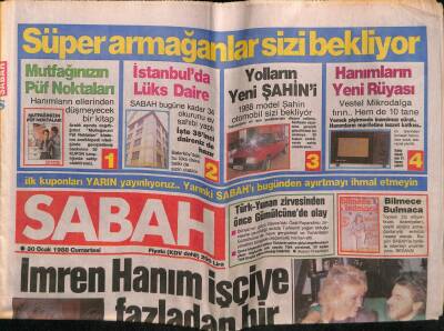 Sabah Gazetesi 30 Ocak 1988 - Doğum Günü Hediyesi GZ55925 - 1