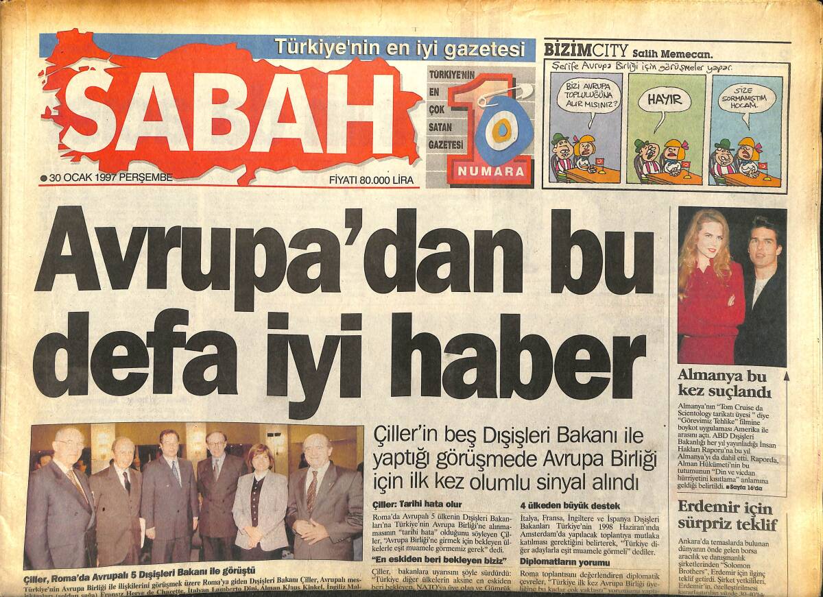Sabah Gazetesi 30 Ocak 1997 - Prenses Diana'nın Gelinliği Müzelik - Ağar'ın Kızı Yasemin İçin Fatih Camii'nde Cenaze Namazı Kılındı GZ147887 - 1