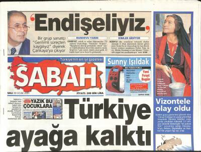Sabah Gazetesi 30 Ocak 2001 - TRT Fena Çarpıldı - Nuhun Gemisi Dinarda Mı ? GZ128028 - 1