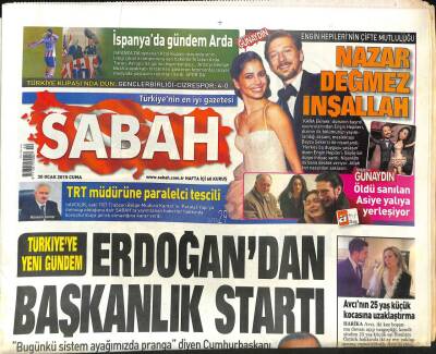 Sabah Gazetesi 30 Ocak 2015 - Harika Avcının 25 Yaş Küçük Kocasına Uzaklaştırma - Pensilvanyada Derin Sessizlik GZ98465 - 1